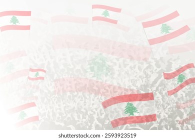 Celebratory Crowd with Lebanon Flags Background. Perfect for themes national events, culture, and unity.