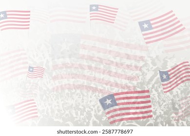 Celebratory Crowd with Liberia Flags Background. Perfect for themes national events, culture, and unity.