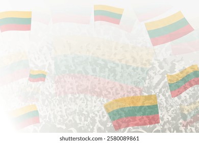 Celebratory Crowd with Lithuania Flags Background. Perfect for themes national events, culture, and unity.