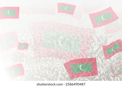Celebratory Crowd with Maldives Flags Background. Perfect for themes national events, culture, and unity.
