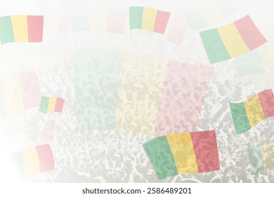 Celebratory Crowd with Mali Flags Background. Perfect for themes national events, culture, and unity.