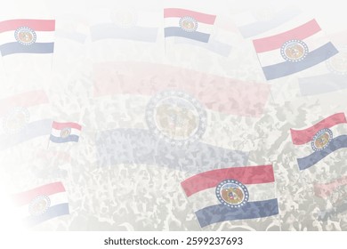Celebratory Crowd with Missouri Flags Background. Perfect for themes national events, culture, and unity.