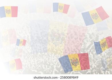 Celebratory Crowd with Moldova Flags Background. Perfect for themes national events, culture, and unity.