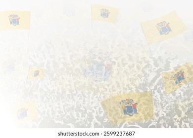 Celebratory Crowd with New Jersey Flags Background. Perfect for themes national events, culture, and unity.