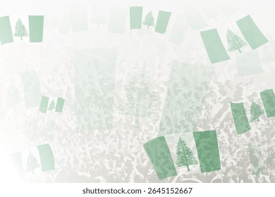 Multidão comemorativa com o fundo das bandeiras da Ilha Norfolk. Perfeito para temas eventos nacionais, cultura e unidade.
