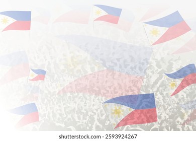 Celebratory Crowd with Philippines Flags Background. Perfect for themes national events, culture, and unity.