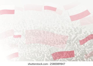 Celebratory Crowd with Poland Flags Background. Perfect for themes national events, culture, and unity.