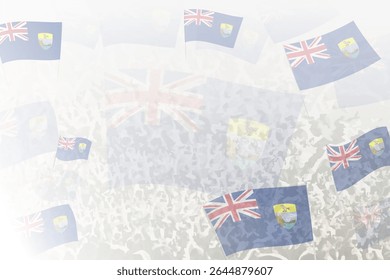 Celebratory Crowd with Saint Helena Flags Background. Perfect for themes national events, culture, and unity.