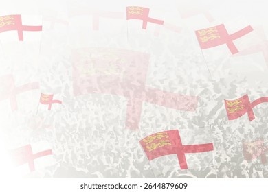 Multidão Celebratória com Fundo de Bandeiras Sark. Perfeito para temas eventos nacionais, cultura e unidade.
