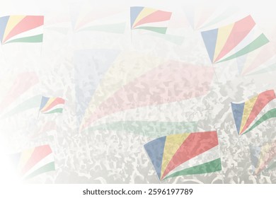 Celebratory Crowd with Seychelles Flags Background. Perfect for themes national events, culture, and unity.