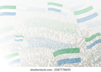 Celebratory Crowd with Sierra Leone Flags Background. Perfect for themes national events, culture, and unity.