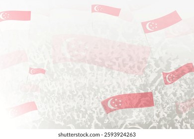 Celebratory Crowd with Singapore Flags Background. Perfect for themes national events, culture, and unity.