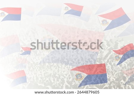 Celebratory Crowd with Sint Maarten Flags Background. Perfect for themes national events, culture, and unity.