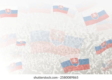Celebratory Crowd with Slovakia Flags Background. Perfect for themes national events, culture, and unity.