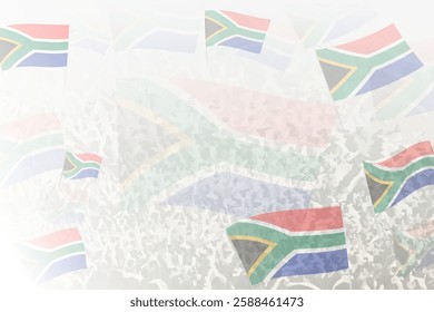 Celebratory Crowd with South Africa Flags Background. Perfect for themes national events, culture, and unity.