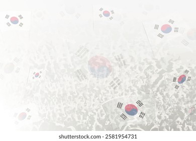 Celebratory Crowd with South Korea Flags Background. Perfect for themes national events, culture, and unity.