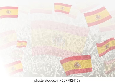 Celebratory Crowd with Spain Flags Background. Perfect for themes national events, culture, and unity.
