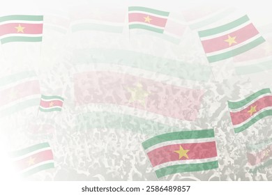 Celebratory Crowd with Suriname Flags Background. Perfect for themes national events, culture, and unity.
