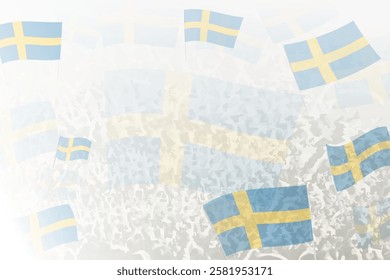 Celebratory Crowd with Sweden Flags Background. Perfect for themes national events, culture, and unity.