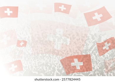 Celebratory Crowd with Switzerland Flags Background. Perfect for themes national events, culture, and unity.