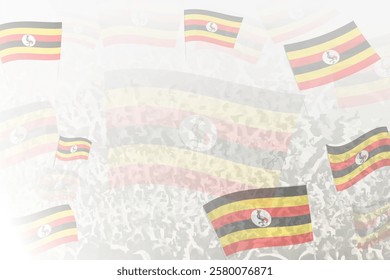 Celebratory Crowd with Uganda Flags Background. Perfect for themes national events, culture, and unity.