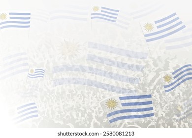 Celebratory Crowd with Uruguay Flags Background. Perfect for themes national events, culture, and unity.