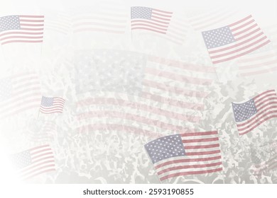 Celebratory Crowd with USA Flags Background. Perfect for themes national events, culture, and unity.
