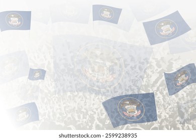 Celebratory Crowd with Utah Flags Background. Perfect for themes national events, culture, and unity.