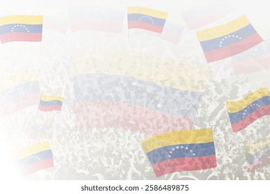 Celebratory Crowd with Venezuela Flags Background. Perfect for themes national events, culture, and unity.