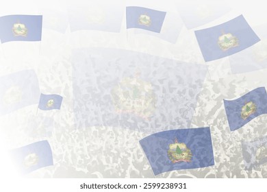 Celebratory Crowd with Vermont Flags Background. Perfect for themes national events, culture, and unity.