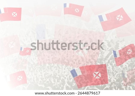 Celebratory Crowd with Wallis and Futuna Flags Background. Perfect for themes national events, culture, and unity.
