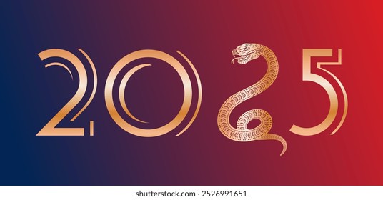 A Celebratory Design Concept for the Year 2025, Highlighting a Magnificent Motif. Chinese New Year of the Year of the Green Wood Snake. Asian style. For advertising, website, poster, sale flyer.