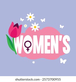 Celebratory designs for International Women's Day featuring floral elements, inspirational messages, and graphical icons.