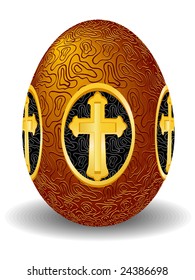 Celebratory easter gold egg with a cross in a vector