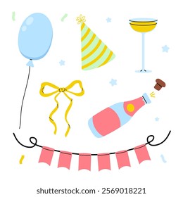 Celebratory elements including balloons and drinks for a joyful gathering or event