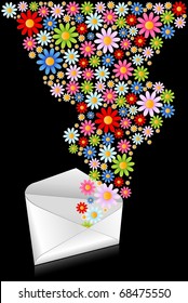 Celebratory envelope with flowers. Vector