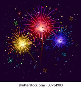 celebratory firework against the black sky, vector