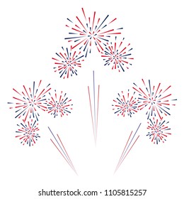 Celebratory fireworks on a white background. Vector illustration