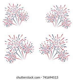 Celebratory fireworks on a white background. Vector illustration