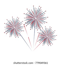 Celebratory fireworks on a white background. Vector illustration