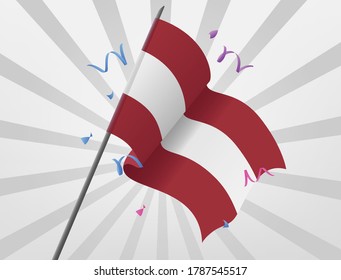 The celebratory flag of Latvia is flying at high altitudes