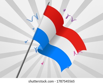 The celebratory flag of Luxembourg flies at height