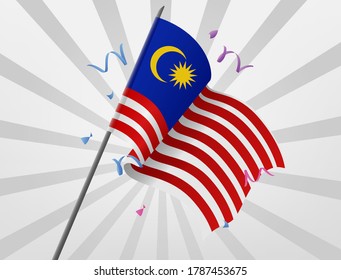 Celebratory Flag Malaysia Flying High Altitudes Stock Vector (Royalty ...