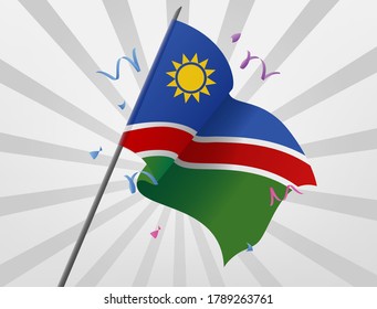 La bandera de celebración de Namibia vuela a gran altura