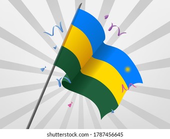 Die feierliche Flagge Ruandas befindet sich in hohen Höhen