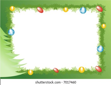 Celebratory framework decorated by New Year's glass spheres