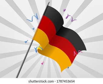 The celebratory German flag flew at a height