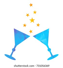 Celebratory glasses triangle vector cartoon illustration. Objects isolated on a white background.