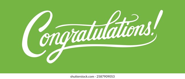 A celebratory graphic displaying the words "Congratulations!" in a stylized, hand-written font against a vibrant lime green backdrop.