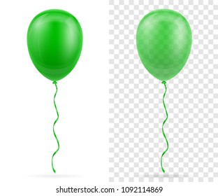 celebratory green transparent balloons pumped helium with ribbon stock vector illustration isolated on white background